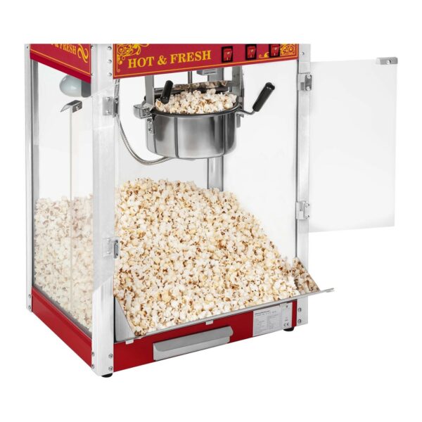 Stroj na popcorn s vozíkom 1600W (červený retro dizajn) - Image 3