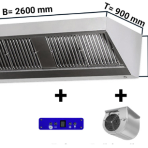 Digestor 2600mm x 900 nástenný s motorom ,regulátorom, osvetlením