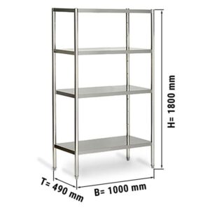 Nerezový regál - 1,0 x 0,5 m - so 4 policami (NASTAVITEĽNÉ)