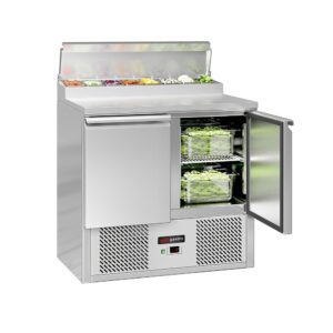 Pizza chladiaci stôl s chladiacou vitrínou 0,9x0,7 M / Prípravný stôl