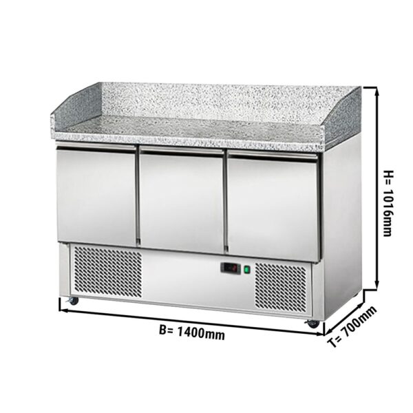 Chladiaci stôl na šaláty / pizzu -žulová doska   1,4 x 0,7 m - s 3 dverami - Image 3