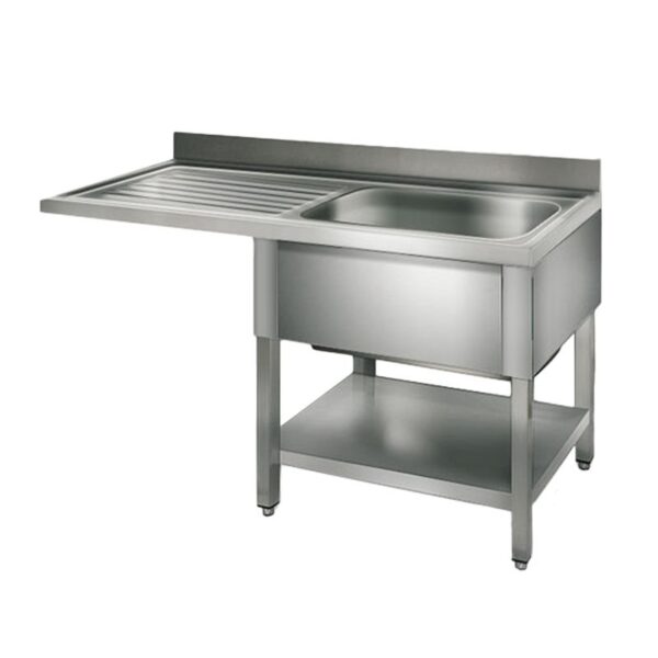 Umývací stôl , nerezový drez 1,2 x 0,6m  - 1 drez vpravo D 40 x Š 40 x H 25 cm - Image 2