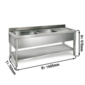 Nerezový dvojdrez  - 1,6 x 0,7- 2 umývadlá vľavo - D 40 x Š 50 x H 25 cm