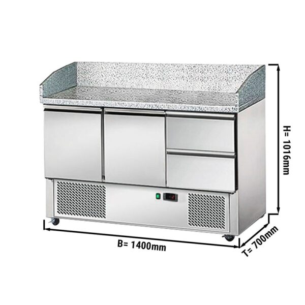 Chladiaci pult na pizzu ECO - 1,4 x 0,7 m - s 2 dvierkami a 2 zásuvkami 1/2 a vitrínou s nerezovým vekom - Image 5