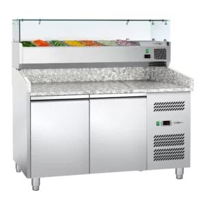 Chladiaci stôl na pizzu ECO - 1,5 x 0,8 m - s 2 dverami