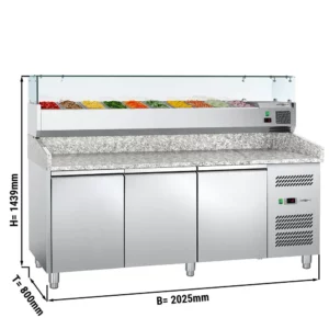 Chladiaci stôl na pizzu ECO - 2,0 x 0,8 m - s 3 dverami