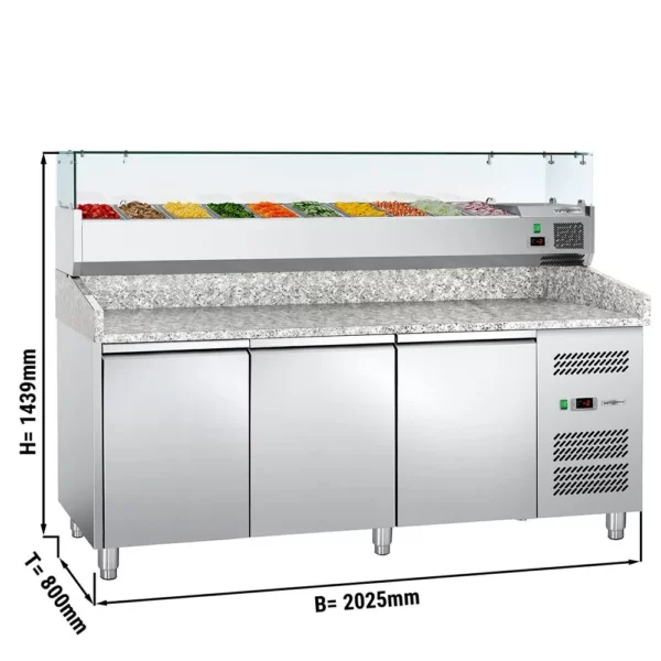 Chladiaci stôl na pizzu ECO - 2,0 x 0,8 m - s 3 dverami