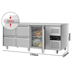 Chladiaci pult ECO - 1,8 x 0,7 m - s 1 dvierkami a 4 zásuvkami 1/2