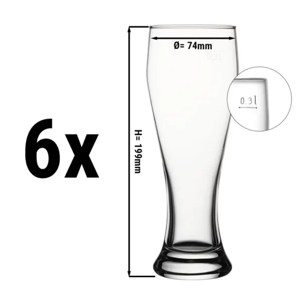 Pohár na pivo - 415 ccm - ciachovaný na 0,3 L (sada 6 kusov)