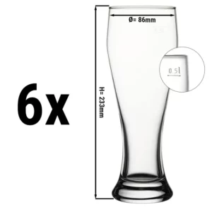 Pohár na pivo - 665 ccm - ciachovaný na 0,5 L (sada 6 kusov)