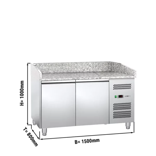 Chladiaci stôl na pizzu so žulovou doskou  - 1,5 x 0,8 m - s 2 dverami - Image 2