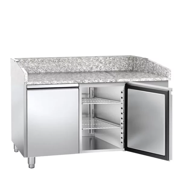 Chladiaci stôl na pizzu so žulovou doskou  - 1,5 x 0,8 m - s 2 dverami - Image 4