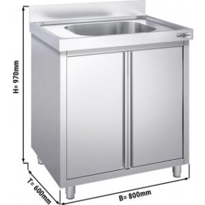 Nerezová drezová skrinka ECO - 800x600mm - 1 umývadlo  - Š400xH400xV250mm