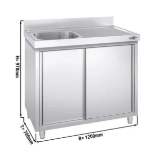 Nerezová drezová skrinka ECO - 1200x700mm - 1 umývadlo ľavé - Š500xH500xV300mm