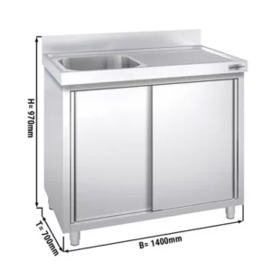 Nerezová drezová skrinka ECO - 1400x700mm - 1 umývadlo ľavé - Š600xH500xV300mm