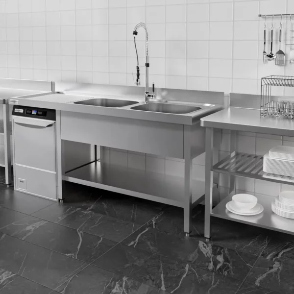 Umývací stôl, nerezový dvojdrez 1800x600mm - 2 umývadlá vpravo - Š500xH400xV250mm - Image 2