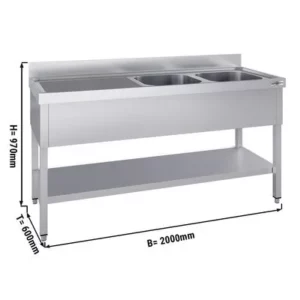 Nerezový dvojdrez  - 2,0x 0,6 - 2 umývadlá vpravo - D 50 x Š 40 x H 25 cm