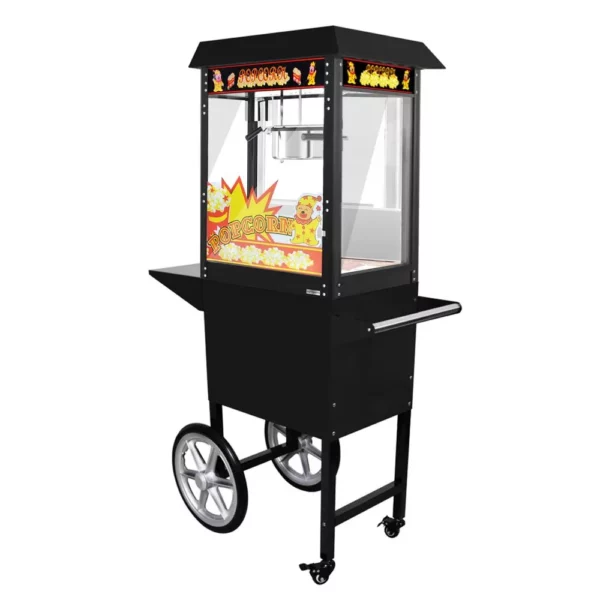 Stroj na popcorn s vozíkom-5 kg/h -čierny