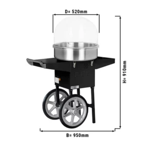 Stroj na cukrovú vatu 52cm -vrátane krytu- čierny