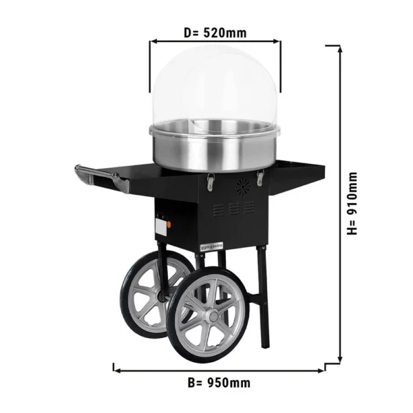 Stroj na cukrovú vatu 52cm -vrátane krytu- čierny
