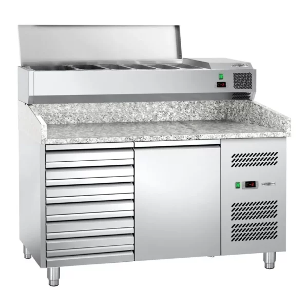 Chladiaci stôl na pizzu ECO - 1,5 x 0,8 m - s 1 dvierkami a 7 neutrálnymi zásuvkami - Image 3