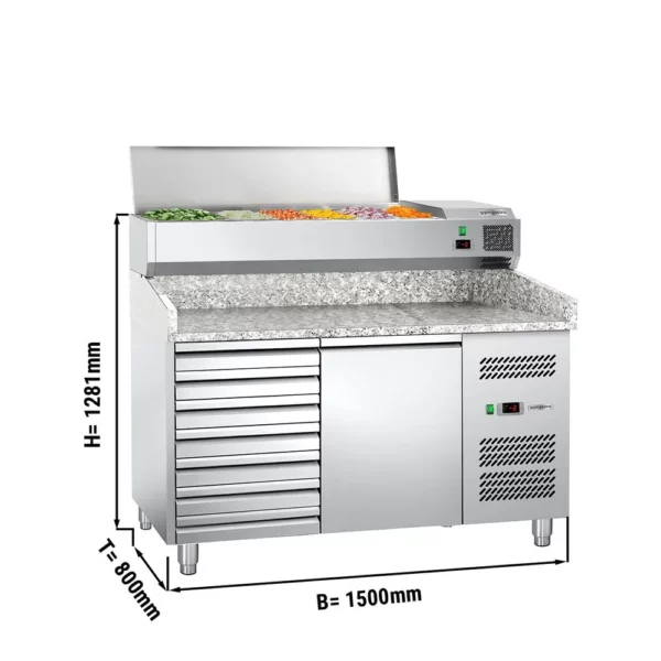 Chladiaci stôl na pizzu ECO - 1,5 x 0,8 m - s 1 dvierkami a 7 neutrálnymi zásuvkami - Image 5