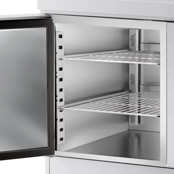 Chladiaci stôl na pizzu ECO - 2,0 x 0,8 m - s 3 dverami  vrátane chladiacej vitríny - 9x GN 1/3 - Image 2