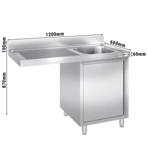 Drezová skrinka k umývačke riadu- 1200mm - 1 umývadlo vpravo Š400xH400xV250mm
