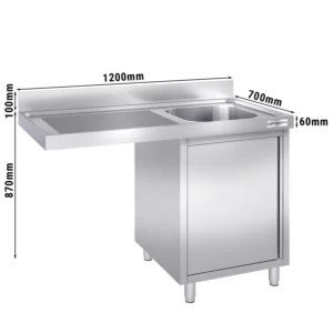 Drezová skrinka k umývačke riadu- 1200x700- 1 umývadlo vpravo Š400xH500xV250mm