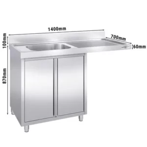 Drezová skrinka k umývačke riadu- 1400x700mm - 1 umývadlo vľavo Š600xH500xV300mm