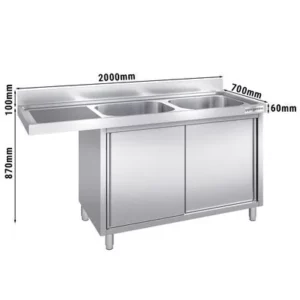 Drezová skrinka k umývačke riadu- 2000x700- 2 umývadlá vpravo Š600xH500xV300mm