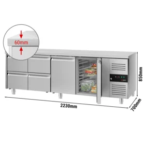 Chladiaci stôl ECO - 2200x700mm - 2 dvierka a 4 zásuvky KTS227ND#2T#4S