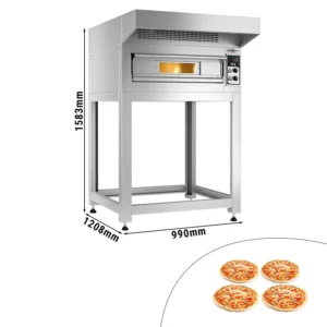 Elektrická pec na pizzu - 4x 33cm - manuálna - vrátane digestora a základného rámu
