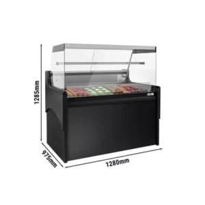 Chladiaci/mäsový pult – 1280 mm – s LED osvetlením a 1 policou