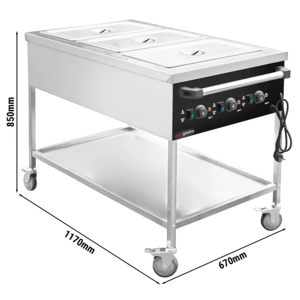 Bain-Marie termo vozík - 3x GN 1/1 - teplota sa dá regulovať samostatne - Image 6