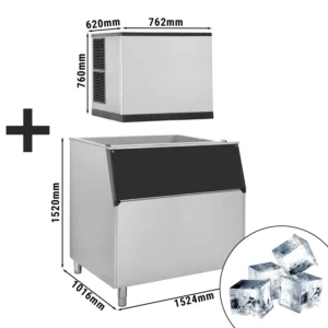 Výrobník ľadových kociek - kocky - 403 kg/24 h - vrátane zásobníka na ľad