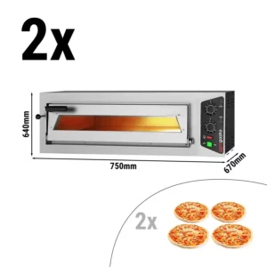 (2 kusy) Elektrická pec na pizzu - 4+4x 24cm - manuálna