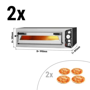 (2 kusy) Elektrická pec na pizzu - 4+4x 35cm - manuálna