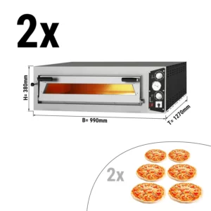 (2 kusy) Elektrická pec na pizzu - 6+6x 35cm (hlboká) - manuálna
