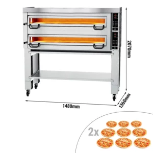Elektrická pizza pec Power - 9+9 34cm - Digital - vrátane digestora, základného rámu a súpravy kolies