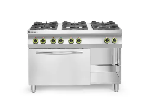 6-horákový plynový sporák Kitchen Line s konvekčnou elektrickou rúrou GN 1/1, HENDI, Kitchen Line, 230V/3000W, 28,5kW, 1200x722x(H)900mm – Obrázok 5