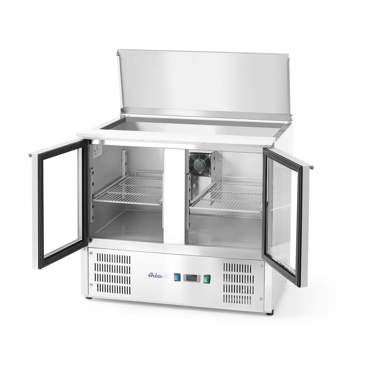 Chladiaci stôl 2-dverový zasklený so sklopným vekom, Arktic, 247L, 230V/145W, 900x700x(H)860mm – Obrázok 3