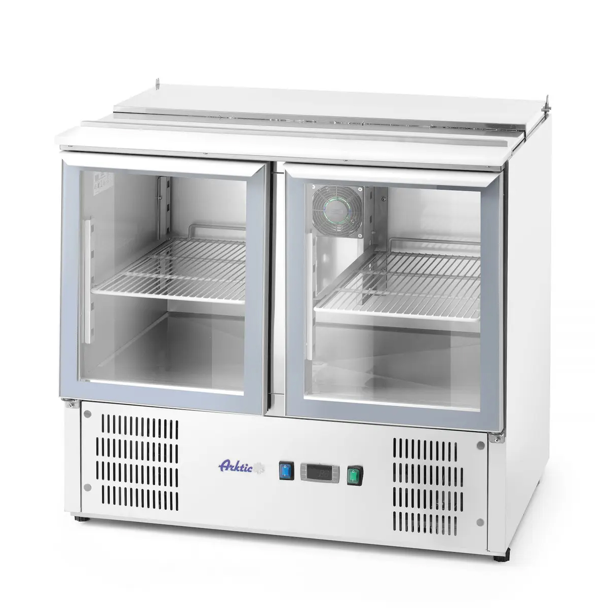Chladiaci stôl 2-dverový zasklený so sklopným vekom, Arktic, 247L, 230V/145W, 900x700x(H)860mm