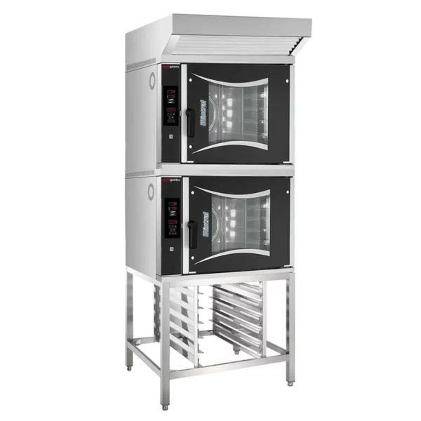 2x pekárenská plynová teplovzdušná rúra - digitálna - 6x EN 60x40 - vrátane digestora a základného rámu - Image 4