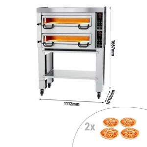Elektrická pec na pizzu Výkon - 4+4x 34cm - Digitálna - vrátane digestora a základného rámu