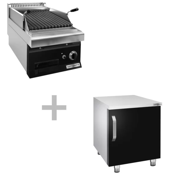 Plynový lávový gril (7 kW) - sklopný grilovací rošt - vr. podstavce s 1 dvierkami - Image 4