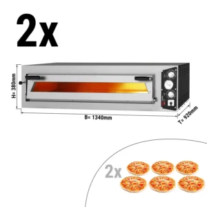 (2 kusy) elektrická pec na pizzu - 6+6x 35cm (šírka) - manuálna