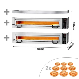 Elektrická pec na pizzu Výkon - 9+9x 34cm - Digitálna - vrátane digestora