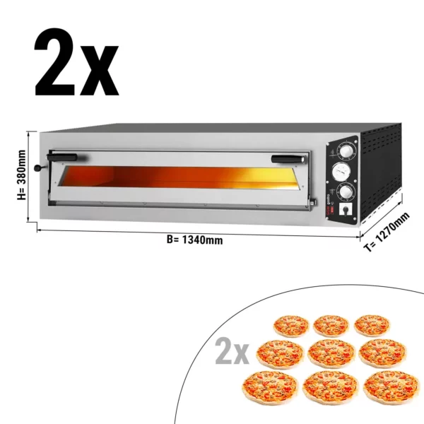 (2 kusy) elektrická pec na pizzu - 9+9x 34cm (šírka) - manuálna