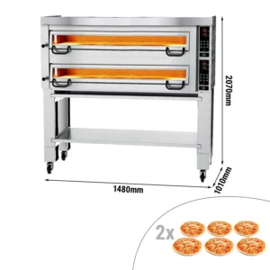 Elektrická pec na pizzu Výkon - 6+6x 34cm - Digitálna - vrátane digestora a základného rámu